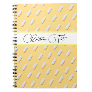 White Pills Pattern Bright Fun Yellow Medical Notebook