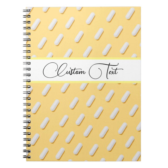 White Pills Pattern Bright Fun Yellow Medical Notebook (Front)