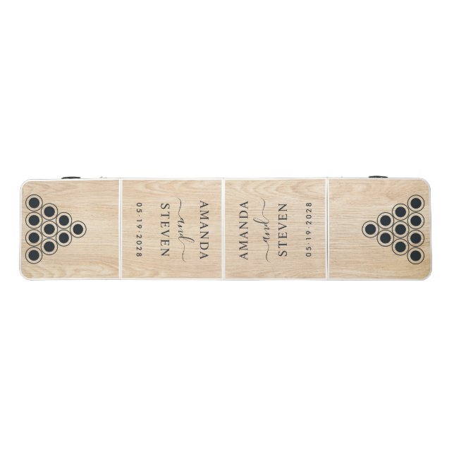 White Pine Couple Names with Wedding Date Beer Pong Table (Top)