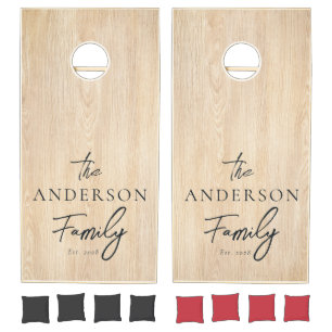 White Pine Hand Written Family Name Cornhole Set