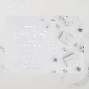 White Pine Holiday Party Foil Invitation