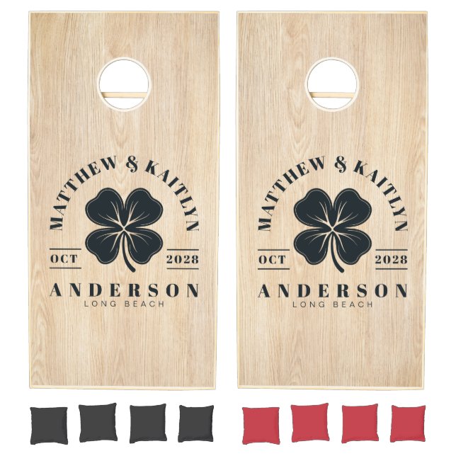 White Pine Irish Lucky Clover Wedding Crest Cornhole Set (Set)