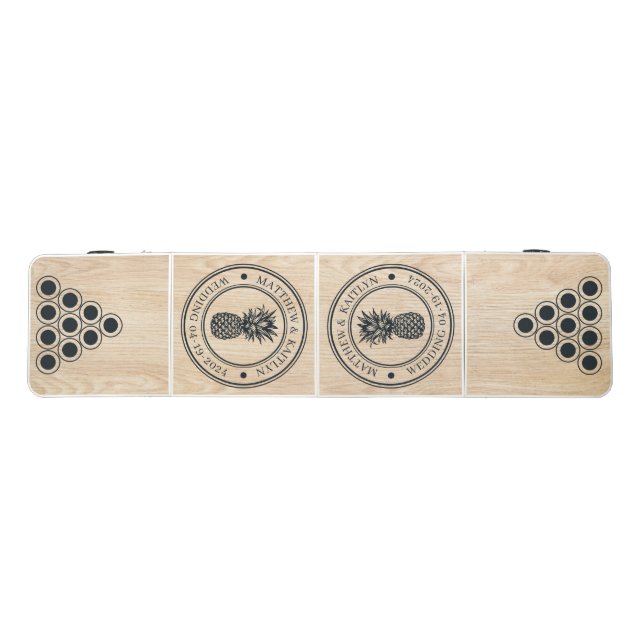 White Pine Pineapple Wedding Crest Beer Pong Table (Top)