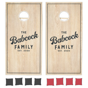 White Pine Retro Family Name & Year Cornhole Set