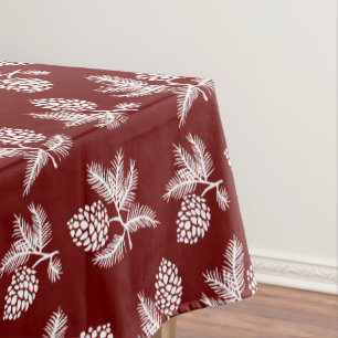 White Pine sprigs with pinecones holiday design Tablecloth