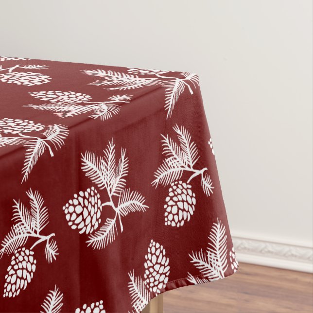 White Pine sprigs with pinecones holiday design Tablecloth (In Situ)