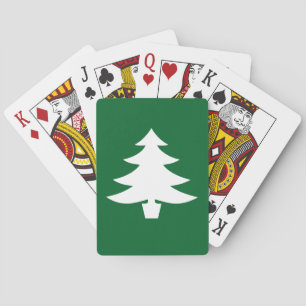 White Pine Tree on Forest Green Background Poker Cards