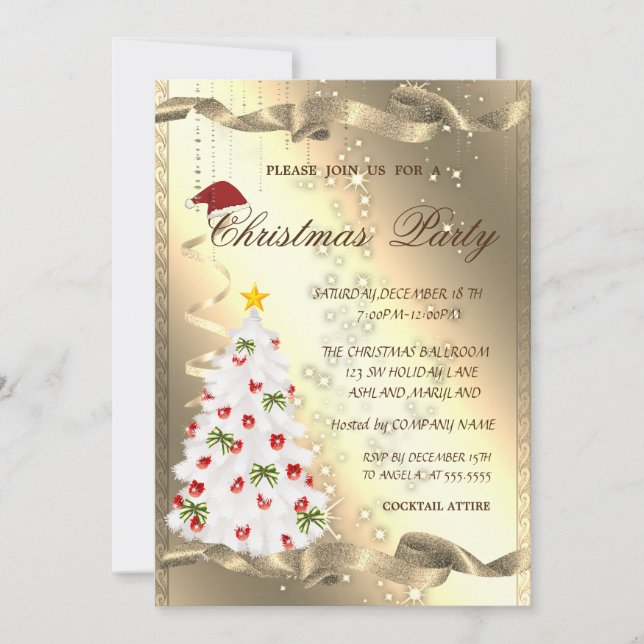 White Pine Tree Sparkle,Corporate Christmas Party Invitation (Front)