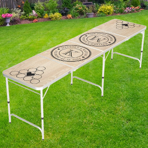 White Pine Wedding Monogram Heart Beer Pong Table