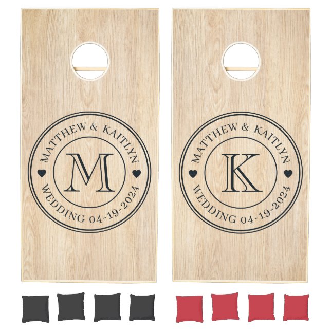 White Pine Wedding Monogram Heart Cornhole Set (Set)