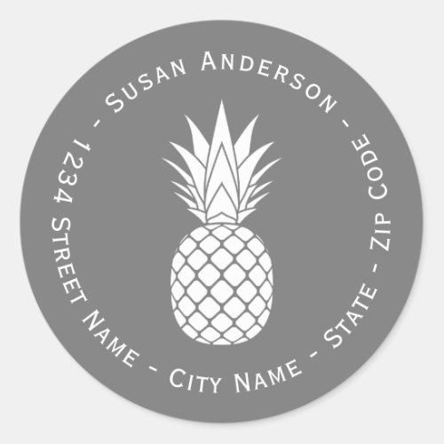 White Pineapple Tropical Return Address Label