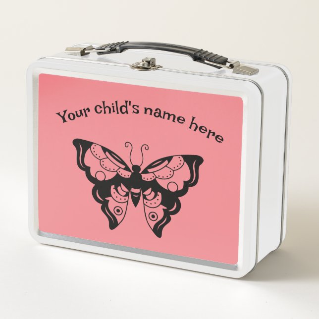 White & Pink Add Your Child's name Lunchbox (Front)