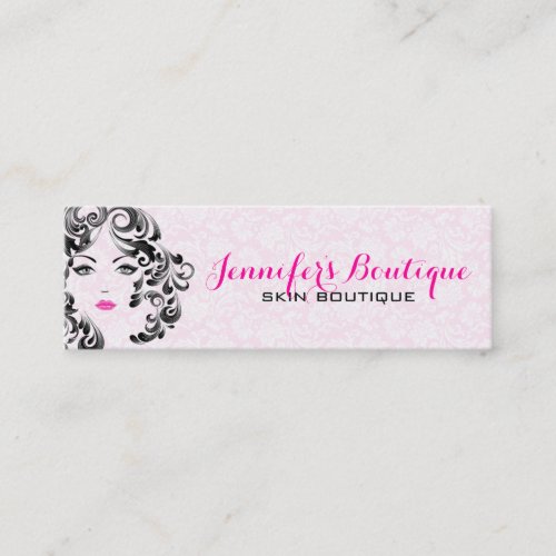 White Pink And Black Beauty Face Monogram 2 Mini Business Card