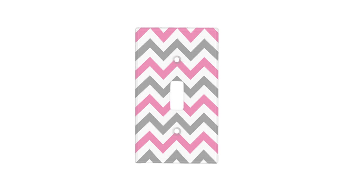 White, Pink and Gray Chevron Pattern Light Switch Cover | Zazzle