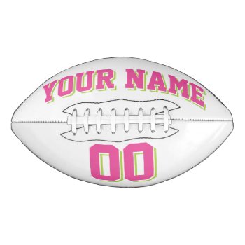 White Pink And Lime Green Custom Football by Custom_Footballs at Zazzle