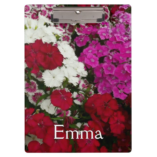 White, Pink and Red Dianthus Floral Clipboard (Front)