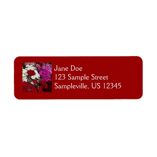 White, Pink and Red Dianthus Floral Label (Front)
