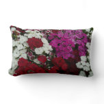 White, Pink and Red Dianthus Floral Lumbar Pillow