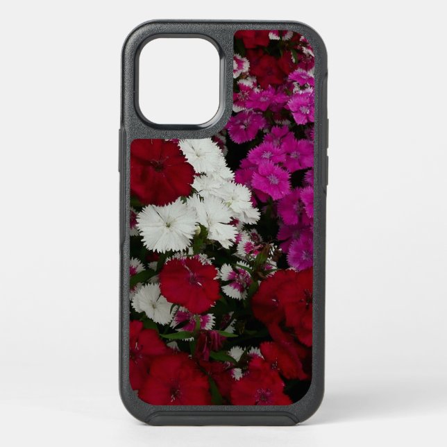 White, Pink and Red Dianthus Floral Otterbox iPhone Case (Back)