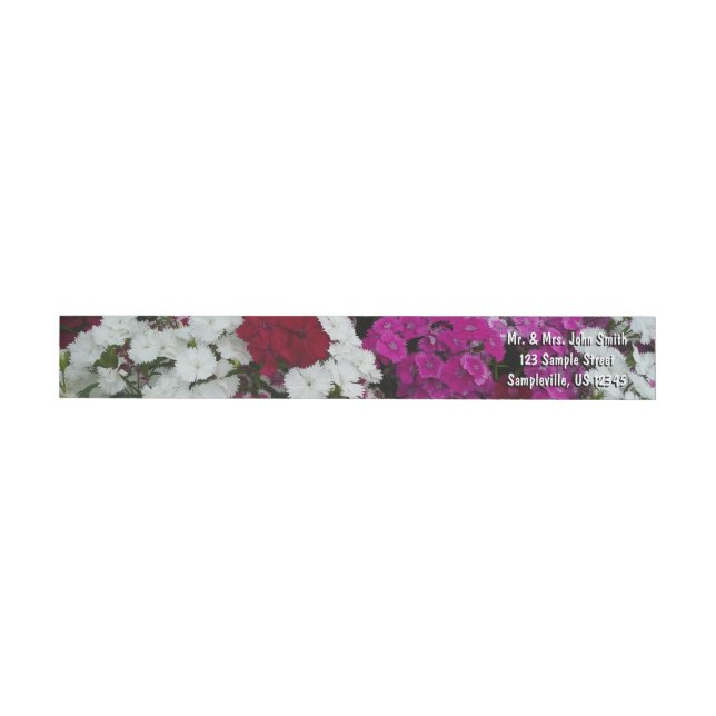 White, Pink and Red Dianthus Floral Wrap Around Label (Individual)