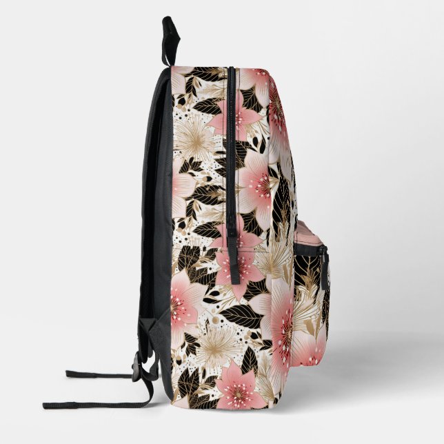 White Pink Black Flower Pattern Modern Monogram Printed  display picture 1