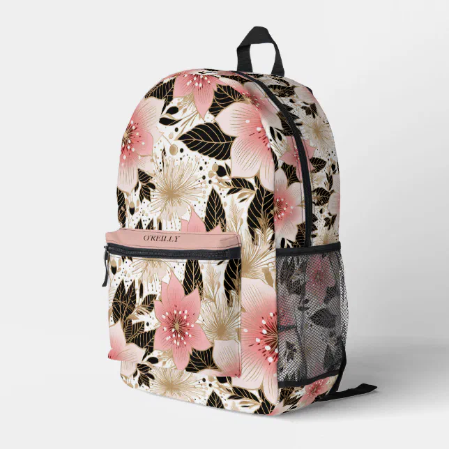 White Pink Black Flower Pattern Modern Monogram Printed  display picture 2
