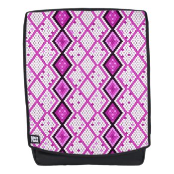 White  Pink & Black Sequins Geometric Pattern Backpack by artOnWear at Zazzle