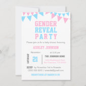 White Pink Blue GENDER REVEAL PARTY Baby Shower Invitation (Front)
