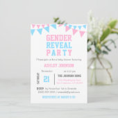 White Pink Blue GENDER REVEAL PARTY Baby Shower Invitation (Standing Front)