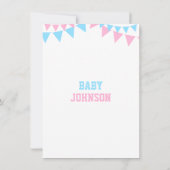 White Pink Blue GENDER REVEAL PARTY Baby Shower Invitation (Back)