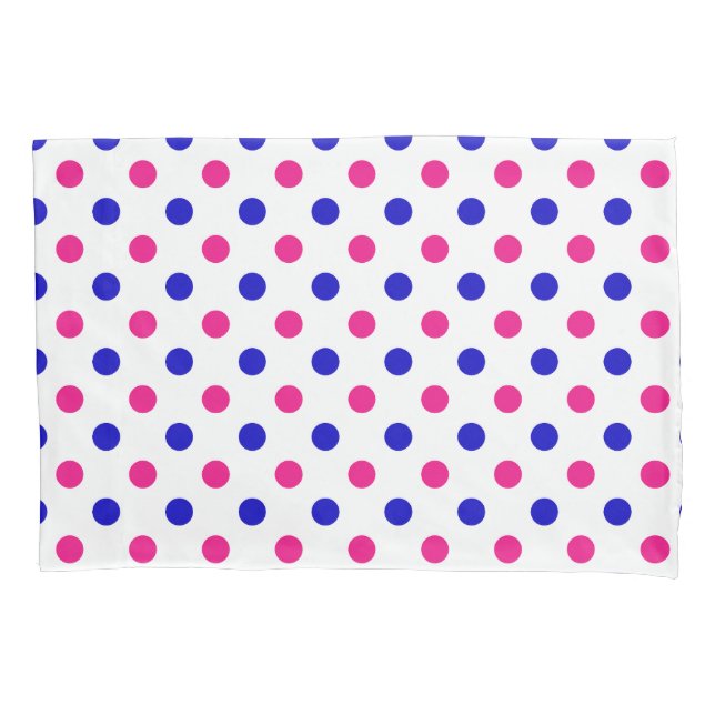 White Pink Blue Polka Dot Pattern Pillow Case (Front)