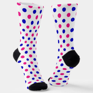 White Pink Blue Polka Dot Pattern Socks