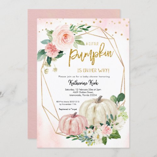 White Pink Blush Pumpkin is on the way Invitation