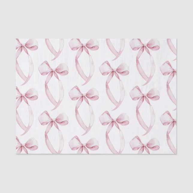 White Pink Bows Birthday Tissue Paper (Front)
