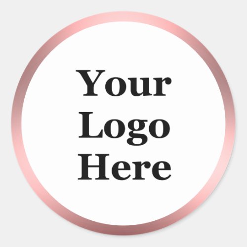 White Pink Brushed Metal Look Your Logo Here Classic Round Sticker