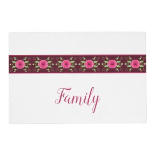 White Pink Burgundy and Green Placemat