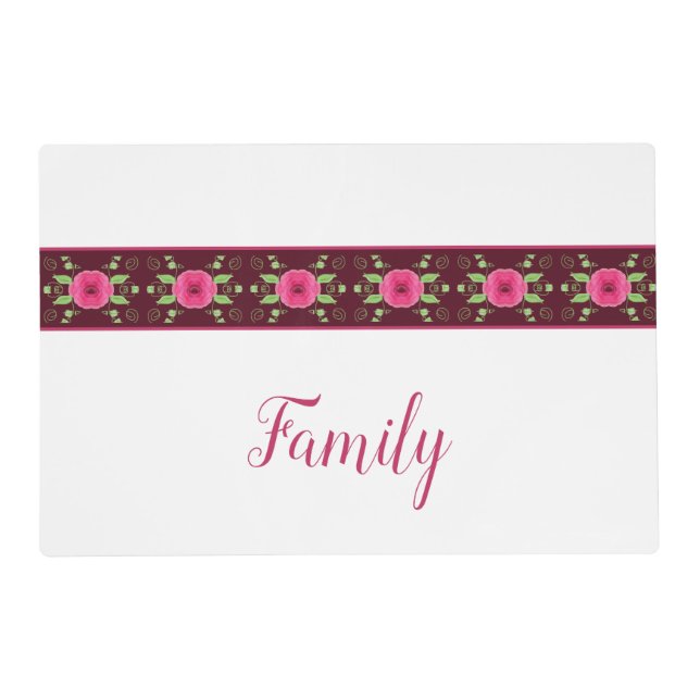 White Pink Burgundy and Green Placemat (Front)