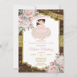 White & Pink Charro Presentación De Tres Años Niña Invitation