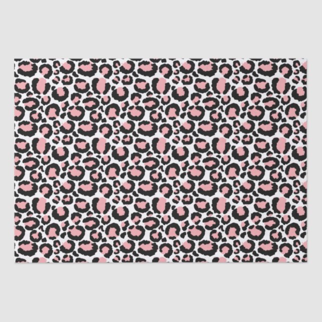 White Pink Cheetah Print Tissue Paper (Front)