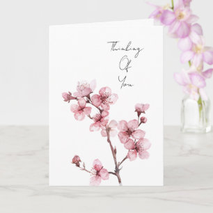 White Pink Cherry Blossom Floral Thinking of you Card