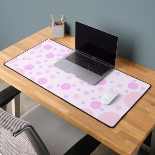 White  Pink Circle Pattern Desk Mat