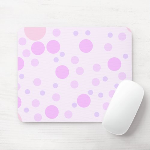 White  Pink Circle Pattern Mouse Pad