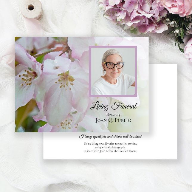 White Pink Crab Apple Flowers Living Funeral Party Invitation (Creator Uploaded)