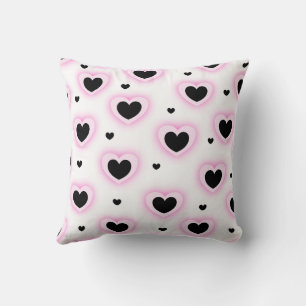 White Pink Cute Cozy Modern Romantic Chic Heart  Throw Pillow