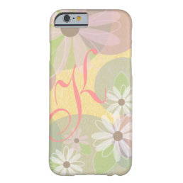 White &amp; Pink Daisies &amp; Colored Circles Monogram Barely There iPhone 6 Case