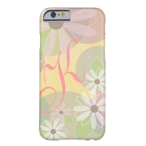 White  Pink Daisies  Colored Circles Monogram Barely There iPhone 6 Case