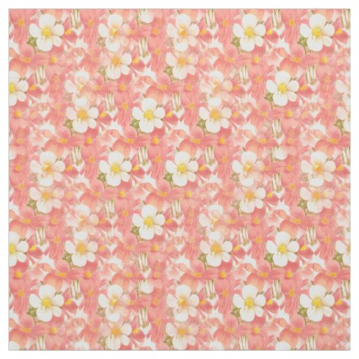 White & Pink Daisies Pattern Fabric