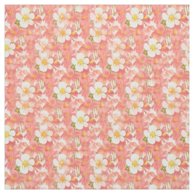 White & Pink Daisies Pattern Fabric (Swatch)