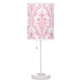 White & Pink Damask Floral Swirls Table Lamp (Right)