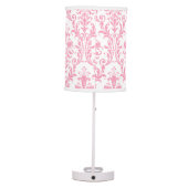 White & Pink Damask Floral Swirls Table Lamp (Back)